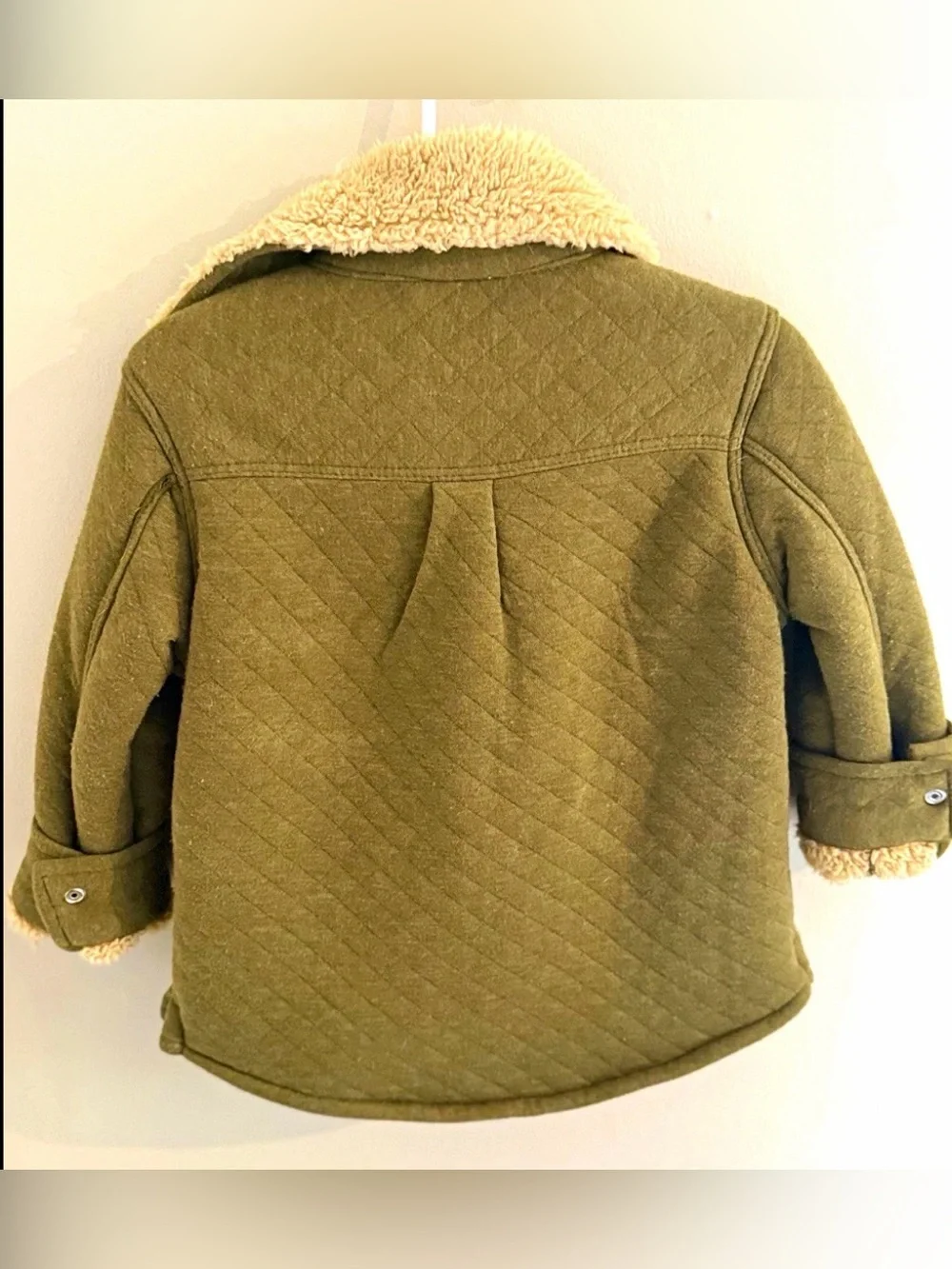 Eddie Bauer Kids Toddler Quilted Jacket Sherpa Collar Olive Green Size 3T